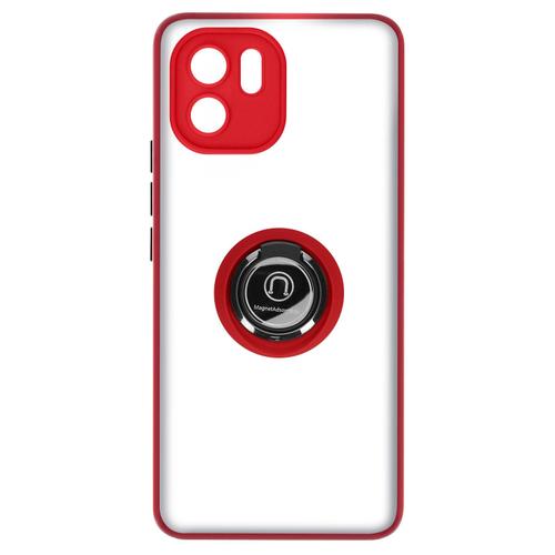 Coque Pour Xiaomi Redmi A1 Et A2 Bi-Matière Bague Métallique Support Vidéo Rouge