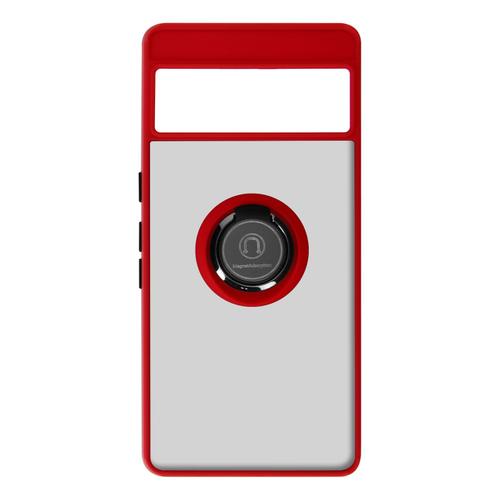 Coque Pour Google Pixel 7 Bi-Matière Bague Métallique Support Vidéo Rouge