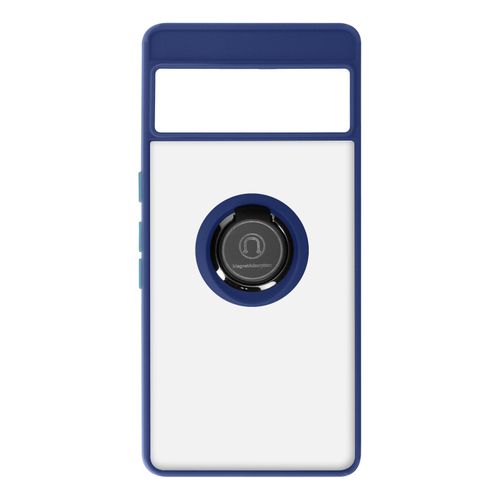 Coque Pour Google Pixel 7 Pro Bi-Matière Bague Métallique Support Vidéo Bleu