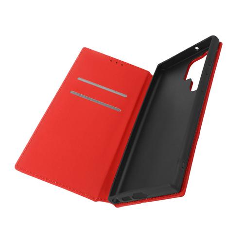 Housse Pour Samsung Galaxy S23 Ultra Clapet Porte-Carte Support Vidéo Rouge