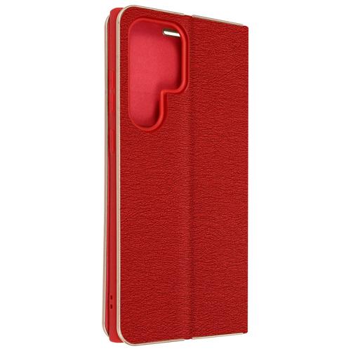 Étui Pour Samsung Galaxy S23 Ultra Porte-Carte Et Support Vidéo Rouge Et Doré