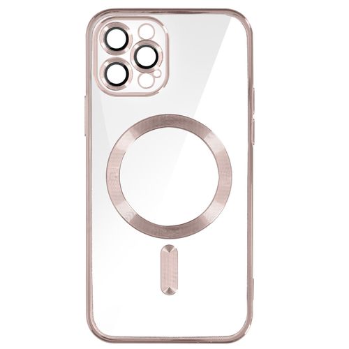 Coque Magsafe Pour Iphone 12 Pro Silicone Protection Caméra Chromé Rose Gold