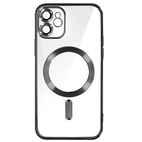 Coque Magsafe Pour Iphone 11 Silicone Protection Caméra Contour Chromé Noir