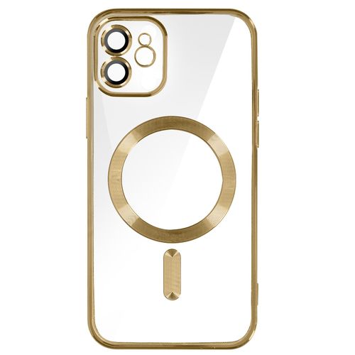 Coque Magsafe Pour Iphone 12 Silicone Protection Caméra Contour Chromé Or
