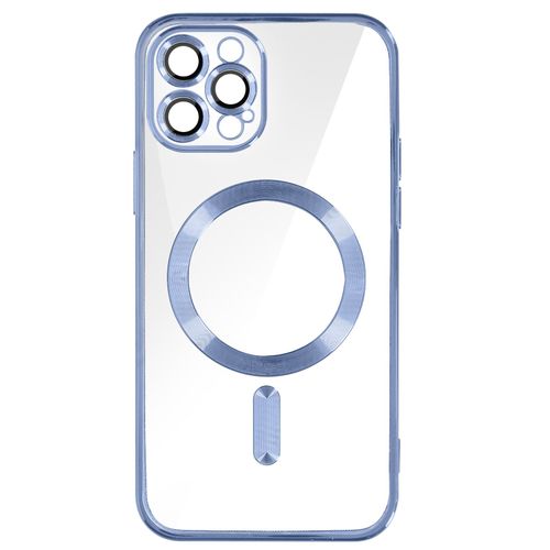 Coque Magsafe Pour Iphone 12 Pro Silicone Protection Caméra Chromé Bleu Clair