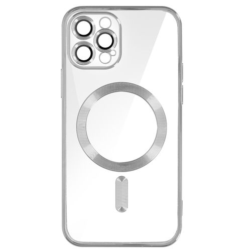 Coque Magsafe Pour Iphone 12 Pro Silicone Protection Caméra Chromé Argent