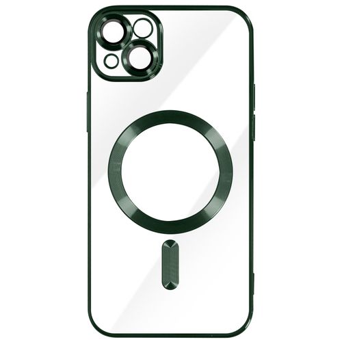 Coque Magsafe Pour Iphone 14 Silicone Protection Caméra Contour Chromé Vert