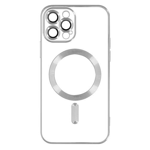 Coque Magsafe Pour Iphone 13 Pro Max Silicone Protection Caméra Chromé Argent