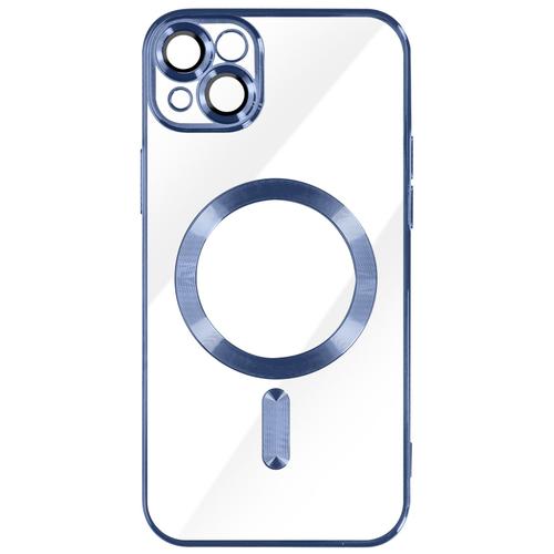 Coque Magsafe Pour Iphone 14 Plus Silicone Protection Caméra Chromé Bleu Clair