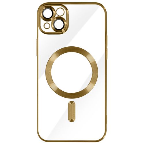 Coque Magsafe Pour Iphone 14 Plus Silicone Protection Caméra Contour Chromé Or