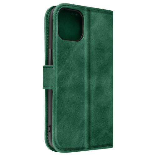 Étui Pour Iphone 14 Clapet Portefeuille Support Vidéo Soft-Touh Vert