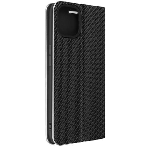 Étui Pour Iphone 14 Clapet Porte-Carte Support Vidéo Design Carbone Noir