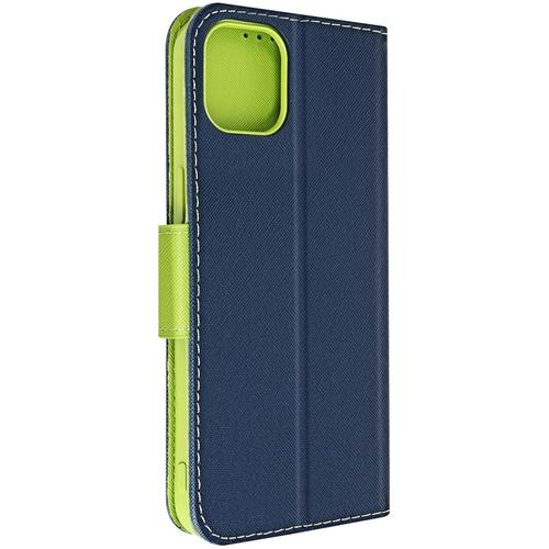 Étui Pour Iphone 14 Portefeuille Collection Fancy Style Bleu Nuit