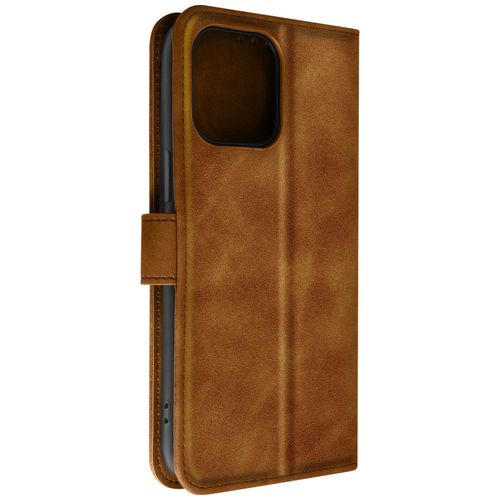 Étui Pour Iphone 14 Pro Max Clapet Portefeuille Support Vidéo Soft-Touh Marron