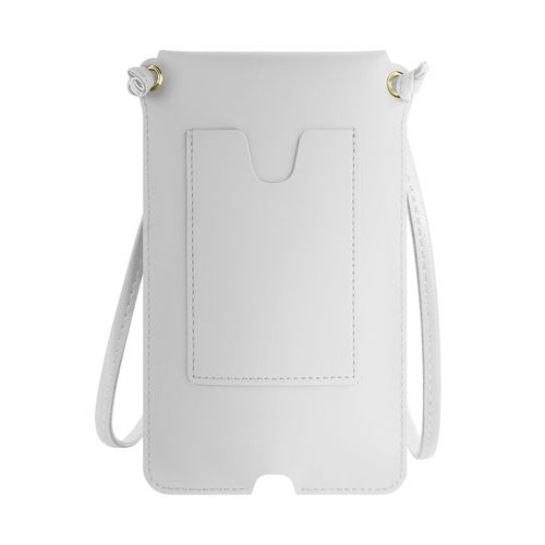 Pochette Bandoulière Smartphone Avec Rangement Carte Simili Cuir Blanc