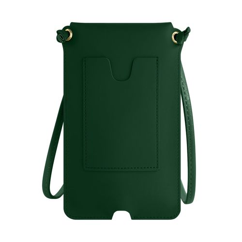 Pochette Bandoulière Smartphone Avec Rangement Carte Simili Cuir Vert Foncé