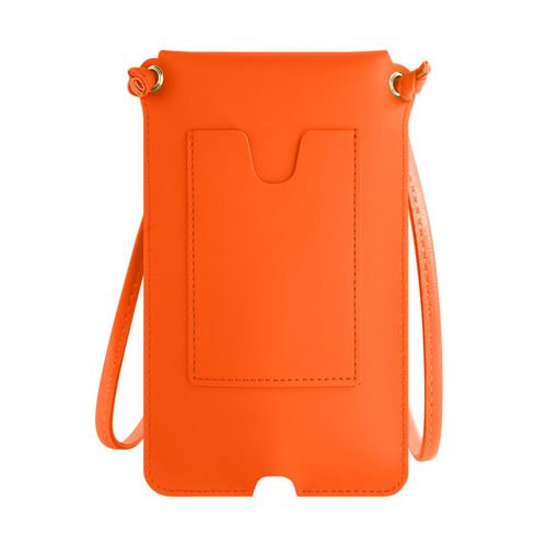 Pochette Bandoulière Smartphone Avec Rangement Carte Simili Cuir Orange