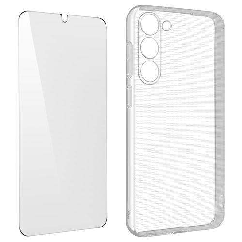 Coque Pour Samsung Galaxy S23 Plus Silicone Gel Et Verre Trempé 9h Transparent