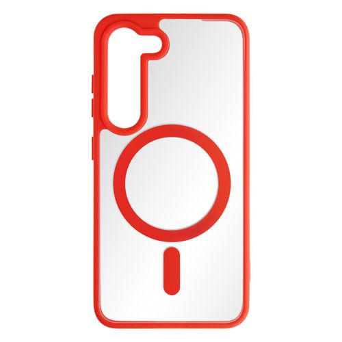 Coque Magsafe Pour Samsung Galaxy S23 Dos Rigide Contour Silicone Mat Rouge