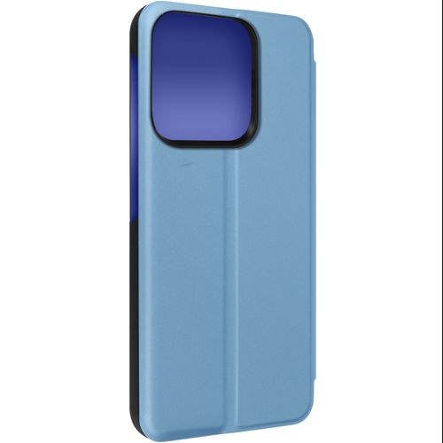 Étui Clear View Pour Xiaomi Redmi 12c Avec Clapet Miroir Support Vidéo Bleu