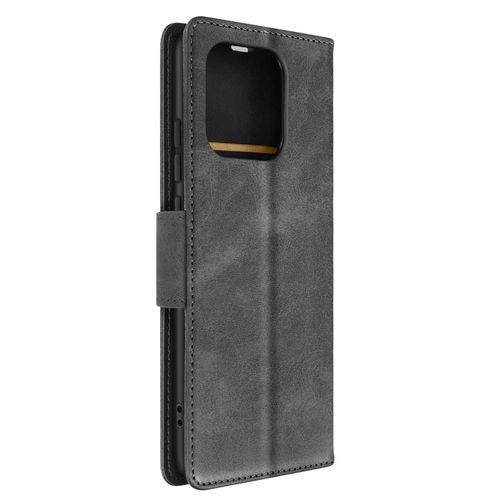 Étui Portefeuille Gris Pour Xiaomi Redmi 12c, Série Bara Soft Leather