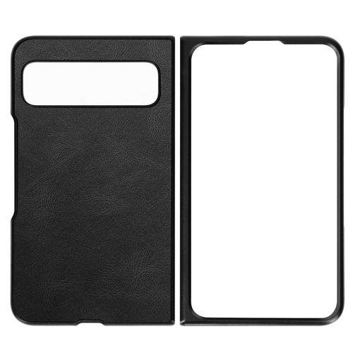 Coque Pour Google Pixel Fold, Rigide Et Soft Touch En Simili Cuir Noir