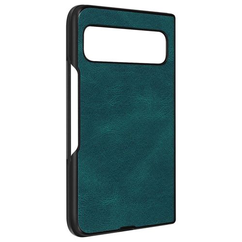 Coque Pour Google Pixel Fold, Rigide Et Soft Touch En Simili Cuir Turquoise