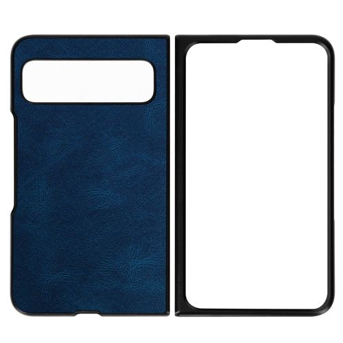 Coque Pour Google Pixel Fold, Rigide Et Soft Touch En Simili Cuir Bleu Foncé