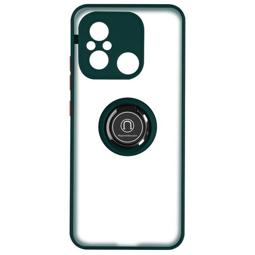 Coque Pour Xiaomi Redmi 12c Bi-Matière Bague Métallique Support Vidéo Vert