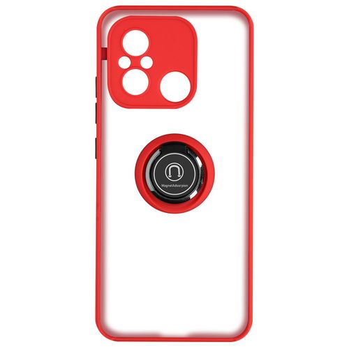 Coque Pour Xiaomi Redmi 12c Bi-Matière Bague Métallique Support Vidéo Rouge