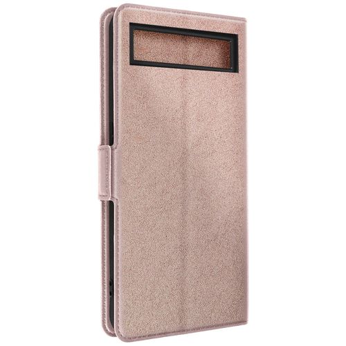 Étui Pour Google Pixel 7a Porte-Carte Support Vidéo Fin Wallet Slim Rose Gold