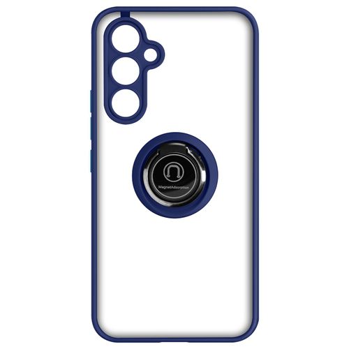 Coque Pour Samsung Galaxy A54 5g Bi-Matière Bague Métallique Support Vidéo Bleu