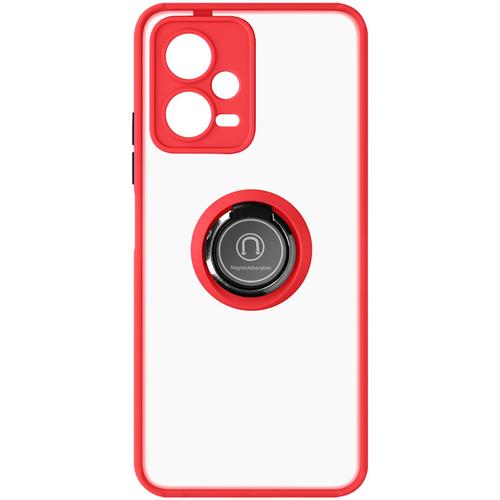 Coque Pour Xiaomi Redmi Note 12 5g Bague Métallique Support Vidéo Rouge
