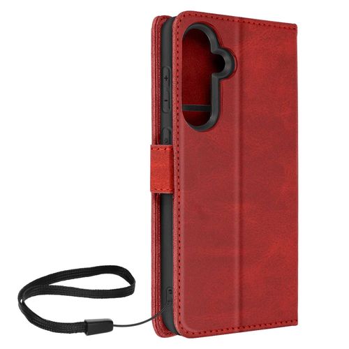 Étui Pour Samsung Galaxy S23 Fe Porte-Carte Support Vidéo Série Vintage Rouge