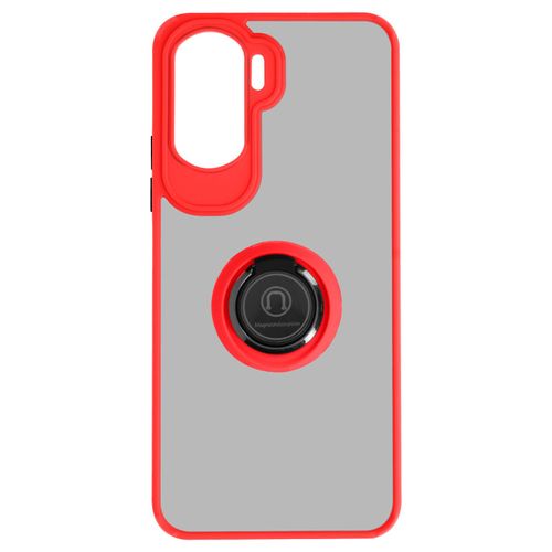 Coque Pour Honor 90 Lite Bi-Matière Bague Métallique Support Vidéo Ringip Rouge