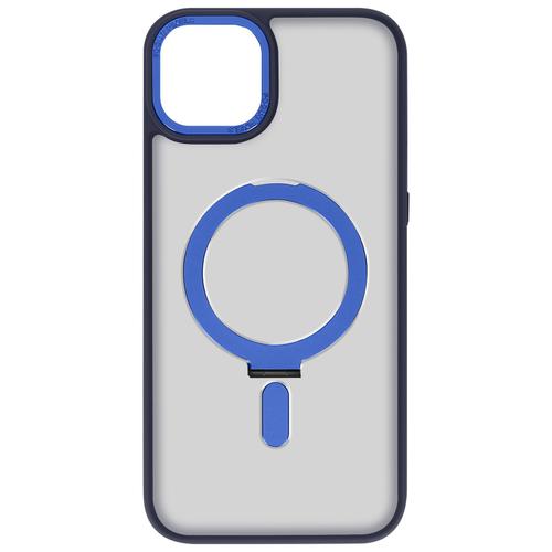 Coque Magsafe Pour Iphone 15 Plus Silicone Gel Anneau Support Bleu Marine