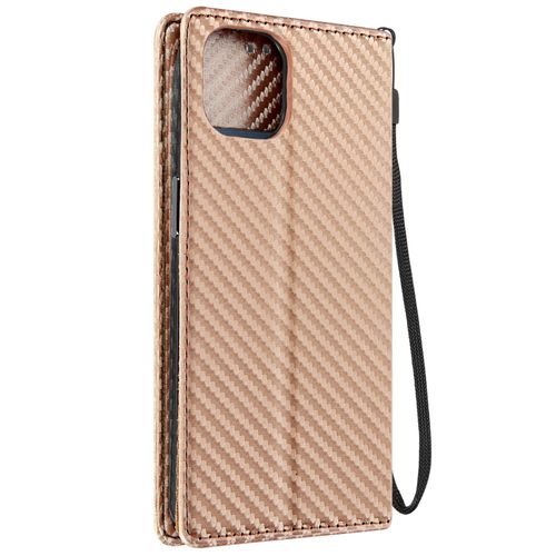 Etui Pour Iphone 15 Plus Effet Carbone Portefeuille Support Vidéo Rose