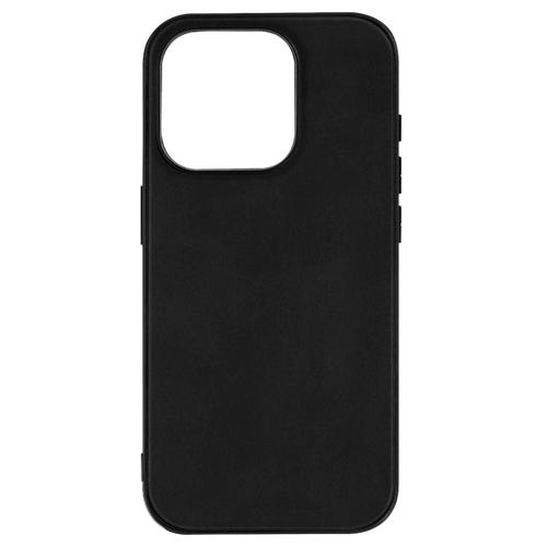 Coque Pour Iphone 15 Pro Effet Cuir Vintage Hybride Noir