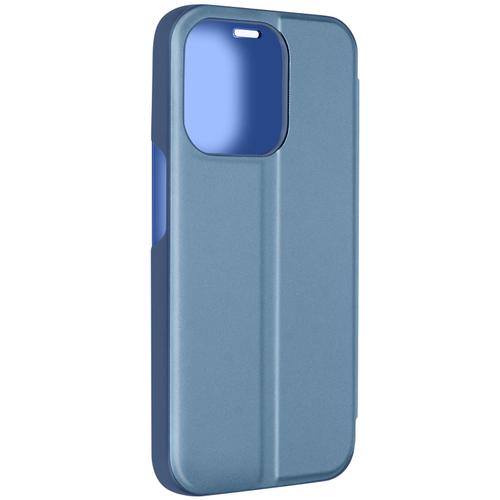 Étui Clear View Pour Iphone 15 Pro Clapet Miroir Fonction Support Bleu