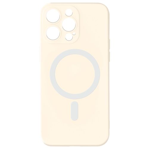 Coque Magsafe Pour Iphone 15 Pro Max Silicone Soft-Touch Mag Cover Blanc Cassé