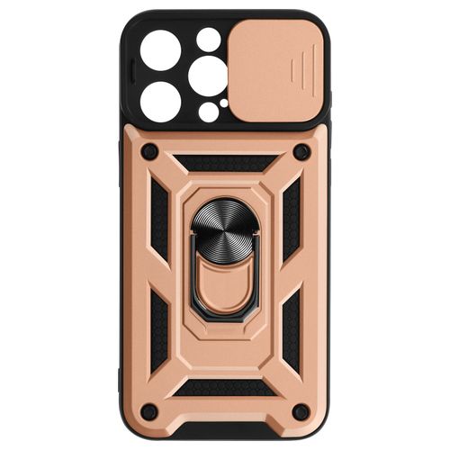 Coque Antichoc Pour Iphone 15 Pro Max Cache Caméra Coulissant Bague Rose Gold