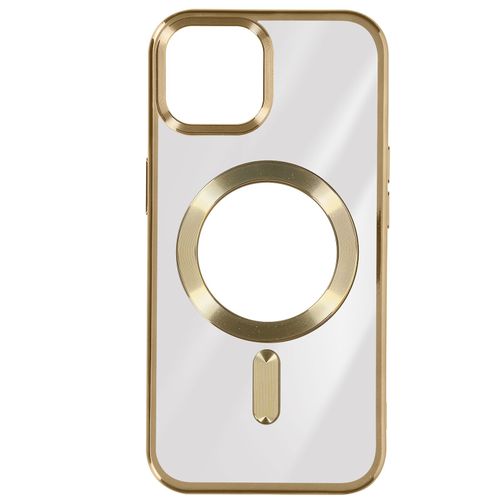 Coque Magsafe Pour Iphone 15 Silicone Protection Caméra Contour Chromé Or