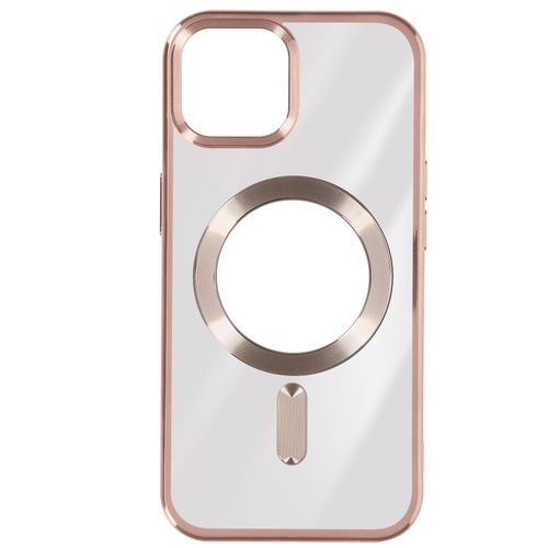 Coque Magsafe Pour Iphone 15 Silicone Protection Caméra Contour Chromé Rose