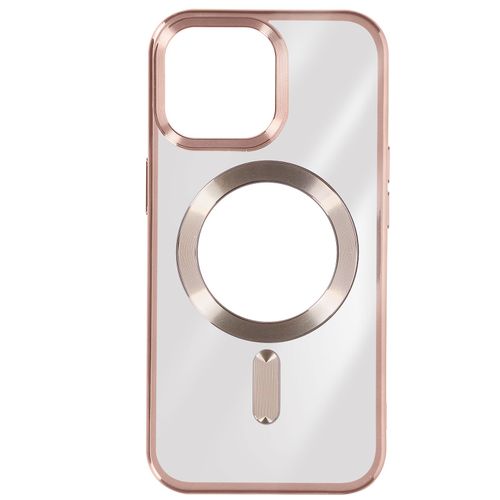 Coque Magsafe Pour Iphone 15 Pro Silicone Protection Caméra Contour Chromé Rose