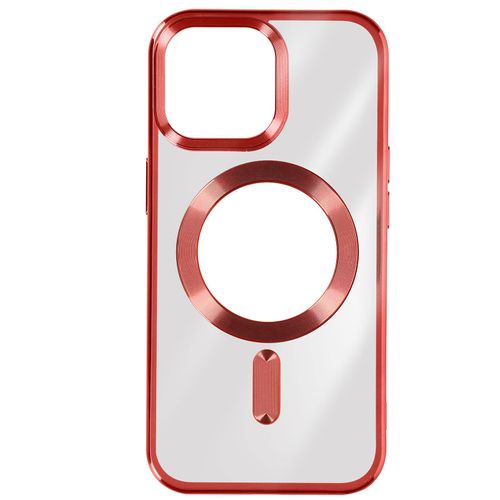 Coque Magsafe Pour Iphone 15 Pro Max Silicone Protection Caméra Chromé Rouge