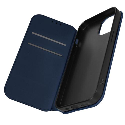 Étui Pour Iphone 15 Pro Porte-Carte Support Vidéo Clapet Magnétique Bleu Nuit