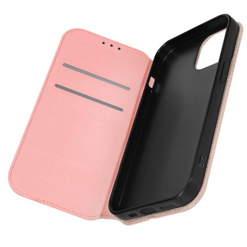 Étui Pour Iphone 15 Plus Porte-Carte Support Vidéo Clapet Magnétique Rose