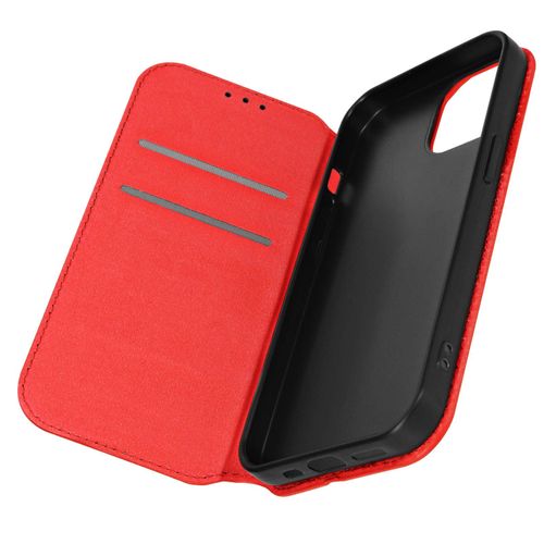 Étui Pour Iphone 15 Porte-Carte Support Vidéo Clapet Magnétique Rouge