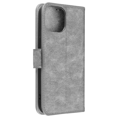 Étui Pour Iphone 15 Pro Max Clapet Portefeuille Fonction Support Vidéo Gris