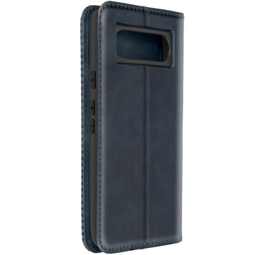 Étui Pour Google Pixel 8 Portefeuille Motif Damier Collection Geo Bleu Nuit